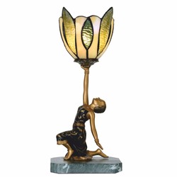 Casa Padrino Lámpara de Mesa Art Deco Tiffany Dama Oro / Negro / Verde Al. 38 cm