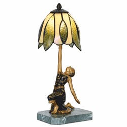 Casa Padrino Lámpara de Mesa Art Deco Tiffany Dama Oro / Negro / Verde Al. 38 cm