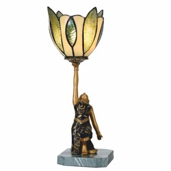 Casa Padrino Lámpara de Mesa Art Deco Tiffany Dama Oro / Negro / Verde Al. 38 cm