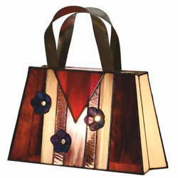 Casa Padrino Lampe de Table Art Déco Tiffany en Forme de Sac à Main Rouge / Jaune / Violet 26 cm