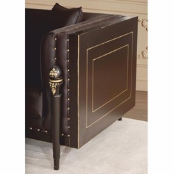 Casa Padrino Divano Barocco di Lusso in Similpelle Marrone Scuro / Oro 235 cm - Mobili Barocchi