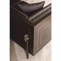 Casa Padrino Divano Barocco di Lusso in Similpelle Marrone Scuro / Oro 235 cm - Mobili Barocchi