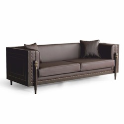 Casa Padrino Divano Barocco di Lusso in Similpelle Marrone Scuro / Oro 235 cm - Mobili Barocchi