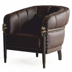 Casa Padrino Luxury Baroque Faux Leather Armchair Dark Brown / Gold - Baroque Style Furniture