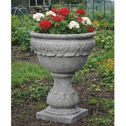 Casa Padrino Baroque Flower Pot Gray Ø 53 x H. 80 cm - Baroque Garden Decor