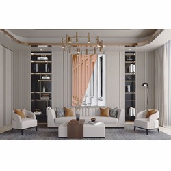 Luxus Wohnzimmer Hotel Sofa Hellgrau Braun Schwarz