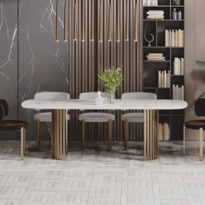 Casa Padrino Mesa de Comedor de Lujo Blanco / Latón 180 cm - Muebles de Comedor de Lujo