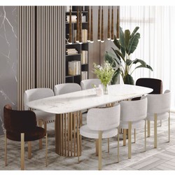 Casa Padrino Mesa de Comedor de Lujo Blanco / Latón 180 cm - Muebles de Comedor de Lujo