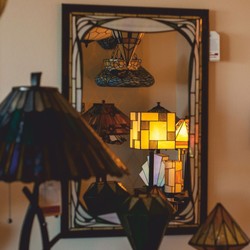 Casa Padrino Lampada da Terra Art Deco Tiffany Crema / Nero A. 164 cm - Lampade Tiffany