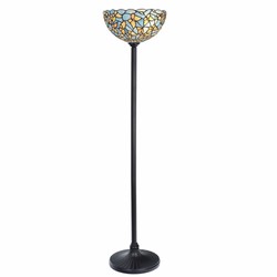Casa Padrino Art Deco Tiffany Floor Lamp Blue / Yellow / Black H. 147 cm - Tiffany Lights