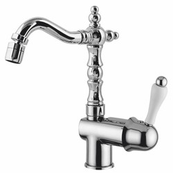 Luxus Jugendstil Einhebel Waschtisch Armatur Einlochbatterie Silber Weiß