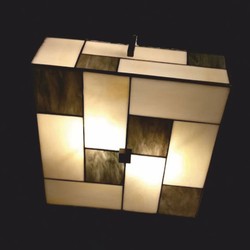 Casa Padrino Lámpara de Techo Tiffany Art Déco Crema / Negro 35 cm - Iluminación Tiffany
