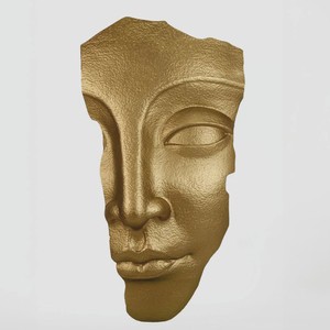 Casa Padrino Sculpture Murale Décorative XXL Visage Or H. 180 cm - Décoration de Salon et Bureau