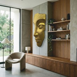 Casa Padrino scultura decorativa da parete XXL volto oro A. 180 cm - Decorazione per soggiorno e ufficio