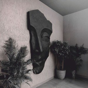 Casa Padrino Sculpture Murale Décorative XXL Visage Noir H. 180 cm - Décoration de Salon et Bureau