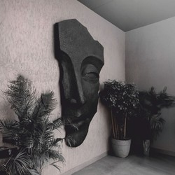 XXL Wanddeko Skulptur Gesicht Schwarz