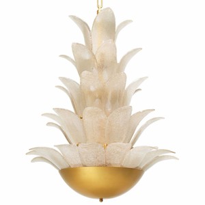 Casa Padrino Luxus Kronleuchter Antik Messing / Hellgrau H. 75,5 cm - Luxus Qualität