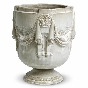Casa Padrino vaso da fiori barocco di lusso in ceramica grigio chiaro Ø 50 x A. 62 cm