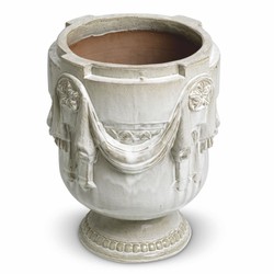 Casa Padrino maceta barroco de lujo de cerámica gris claro Ø 50 x Al. 62 cm - Decoración de jardín