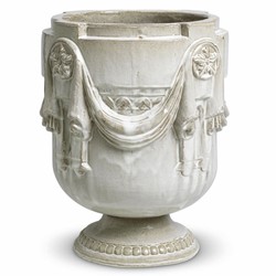 Casa Padrino maceta barroco de lujo de cerámica gris claro Ø 50 x Al. 62 cm - Decoración de jardín