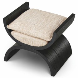 Luxus Hocker Sitzhocker Schwarz Creme