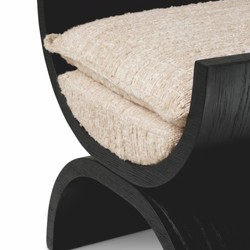 Luxus Hocker Sitzhocker Schwarz Creme