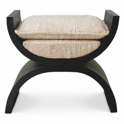 Luxus Hocker Sitzhocker Schwarz Creme