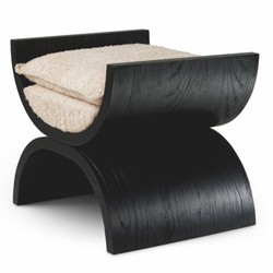Luxus Hocker Sitzhocker Schwarz Creme