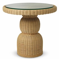 Casa Padrino table à manger de luxe en rotin naturel Ø 80 cm - Mobilier de salle à manger en rotin