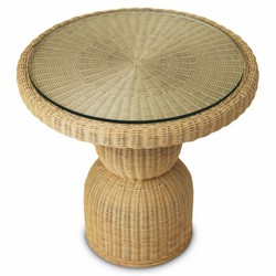 Casa Padrino table à manger de luxe en rotin naturel Ø 80 cm - Mobilier de salle à manger en rotin