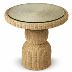 Casa Padrino table à manger de luxe en rotin naturel Ø 80 cm - Mobilier de salle à manger en rotin