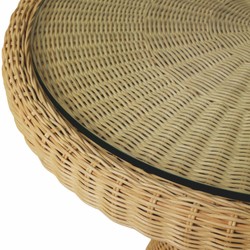 Casa Padrino table à manger de luxe en rotin naturel Ø 80 cm - Mobilier de salle à manger en rotin