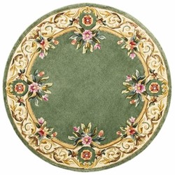 Runder Luxus Barock Wohnzimmer Teppich Grün Creme Bunt