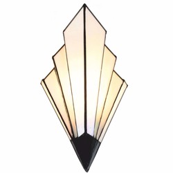 Casa Padrino Art Deco Tiffany Wall Lamp White / Black H. 39 cm - Tiffany Lighting