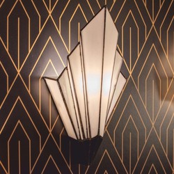 Casa Padrino Art Deco Tiffany Wall Lamp White / Black H. 39 cm - Tiffany Lighting