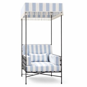 Casa Padrino Sillón de Lujo Negro / Azul Claro / Blanco Al. 200 cm - Sillón para Hotel y Jardín