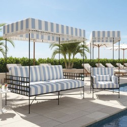 Casa Padrino fauteuil de luxe noir / bleu clair / blanc H. 200 cm - Fauteuil hôtel et jardin