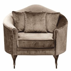 Casa Padrino fauteuil baroque de luxe en velours marron / marron foncé 120 cm - Mobilier baroque
