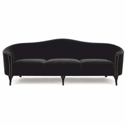 Casa Padrino Sofá Barroco de Lujo en Terciopelo Negro 280 cm - Muebles Barrocos de Salón