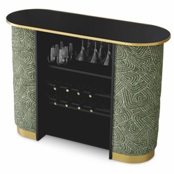 Casa Padrino barra de bar de lujo con tapa de vidrio verde / negro / latón 140 cm - Muebles de bar