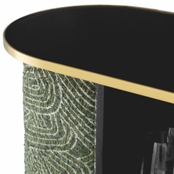 Casa Padrino barra de bar de lujo con tapa de vidrio verde / negro / latón 140 cm - Muebles de bar