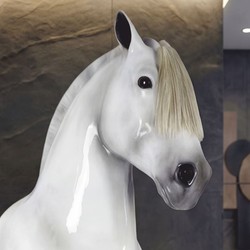 Casa Padrino XXL Decorative Sculpture Horse on a Pedestal White / Black H. 255 cm