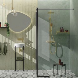 Casa Padrino ensemble de douche de luxe avec douche de tête et douchette à main or H. 85-122,5 cm
