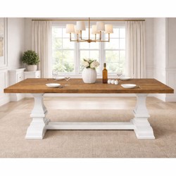 Casa Padrino tavolo da pranzo in stile country marrone / bianco 220 cm - Mobili per la sala da pranzo