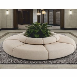Casa Padrino Luxus Sofa Beige Ø 340 cm - Rundes Modulares Sofa - Luxus Möbel