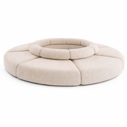 Casa Padrino divano di lusso beige Ø 340 cm - Divano modulare rotondo - Mobili di lusso