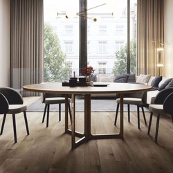 Casa Padrino Mesa de Comedor de Lujo Marrón Ø 130 cm - Muebles de Comedor - Hecho en Italia