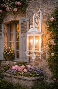 Casa Padrino Luxus Barock Außenwandleuchte Weiß H. 150 cm - Barock Außenbeleuchtung