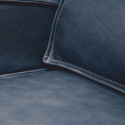 Casa Padrino fauteuil de luxe en cuir bleu vintage / noir - Meuble en cuir véritable