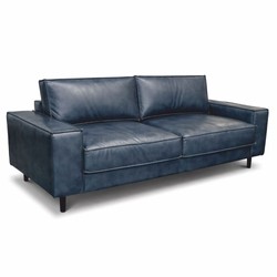 Luxus Leder Echtleder Sofa Vintage Blau Schwarz